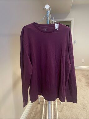J. Crew Men's Long-Sleeve Crewneck Tee — Plum